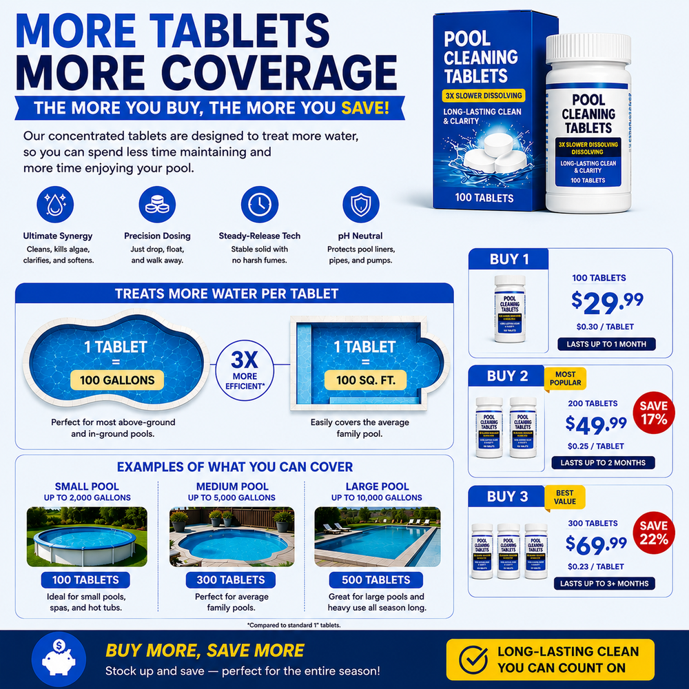 πββοΈ Pool Cleaning Tablets for Crystal Clear Water β Drop, Dissolve, Dive In! πβ¨